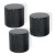 Knob Push on 6mm Black knurled edge 3 Pack