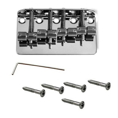 Bass Bridge 19mm 4 String Chrome with brass saddles bent steel