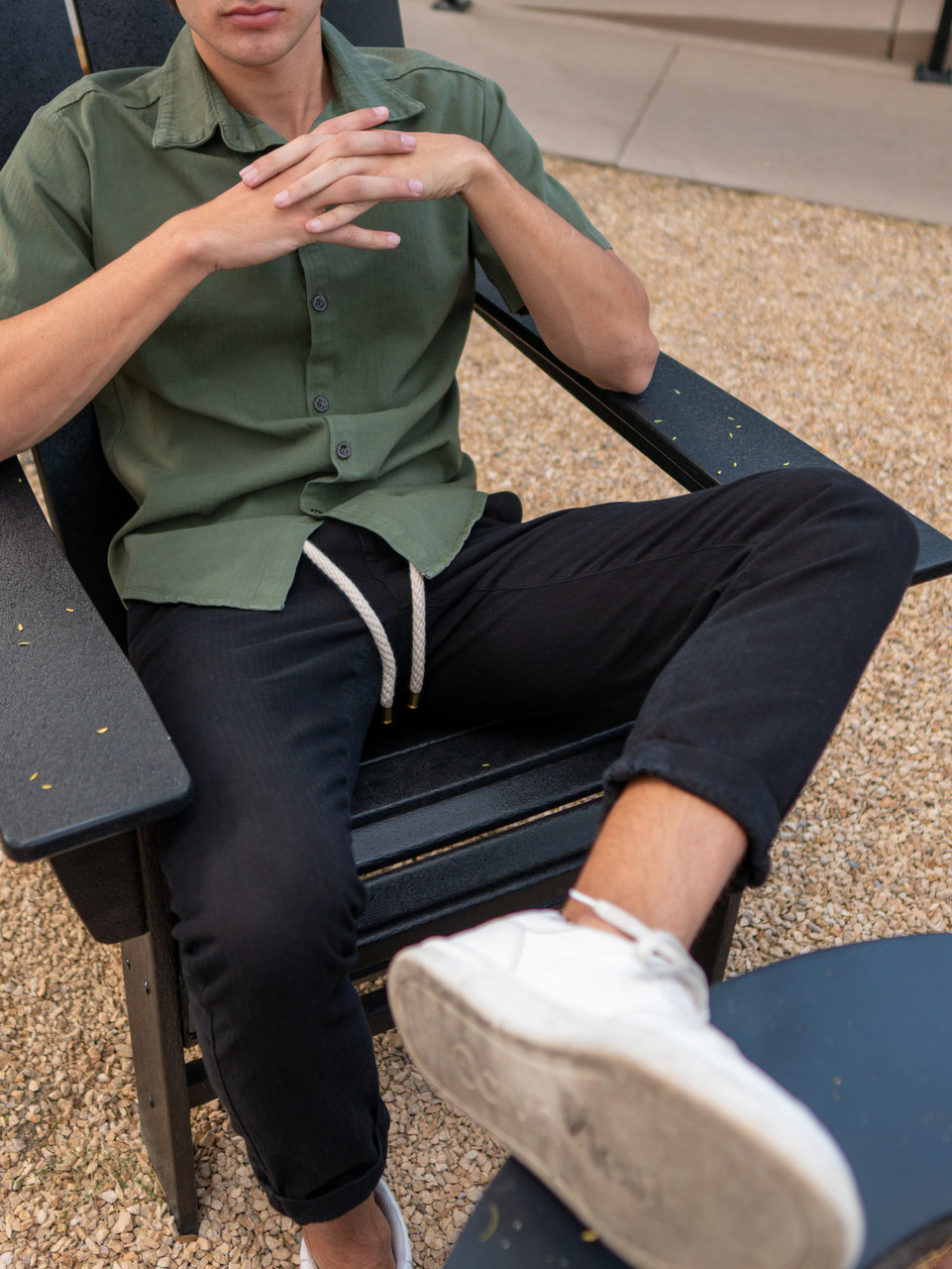 Herringbone Slacks Black