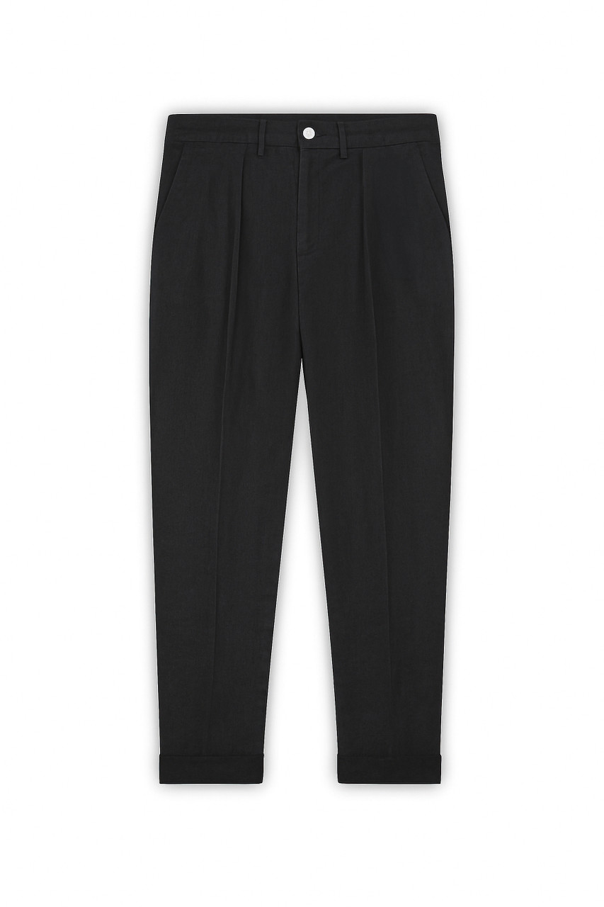 パンツ 2tuck black linen slacks pants WASHED LINEN TWILL 2-TUCK PANTS｜BLACK – Cornier