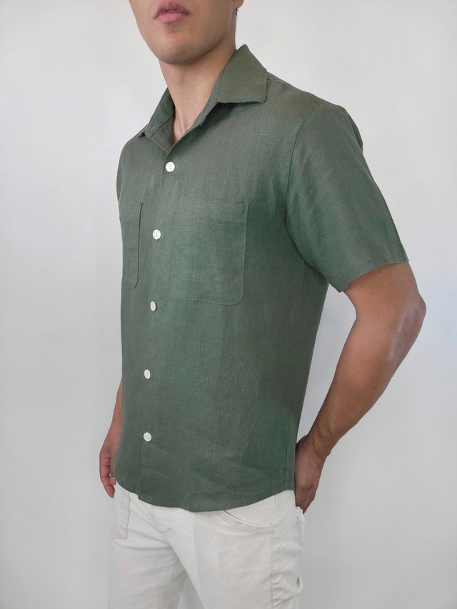 The ultra soft Linen Button up VKTRBLAK Lotus Green