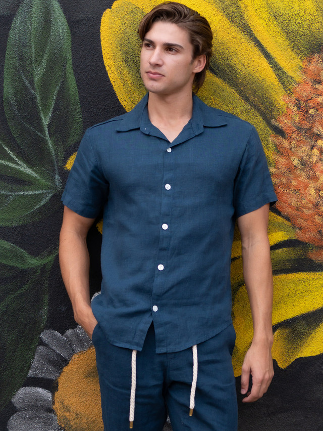 The Original Navy Linen Button up VKTRBLAK LA