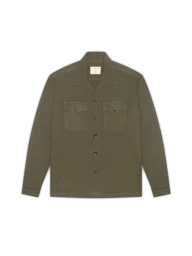 vktrblak twill denim field jacket in olive green