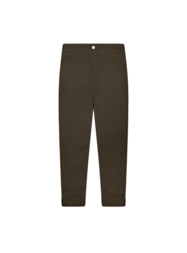VKTRBLAK linen slacks in chocolate colorway VKTRBLAK linen slacks in chocolate colorway
