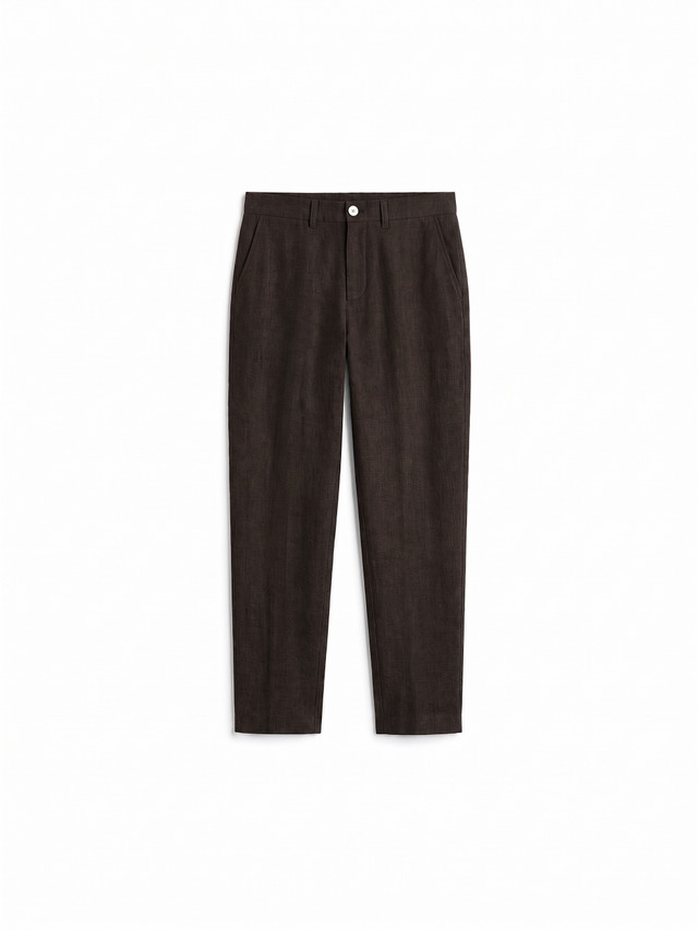 VKTRBLAK linen slacks in chocolate colorway