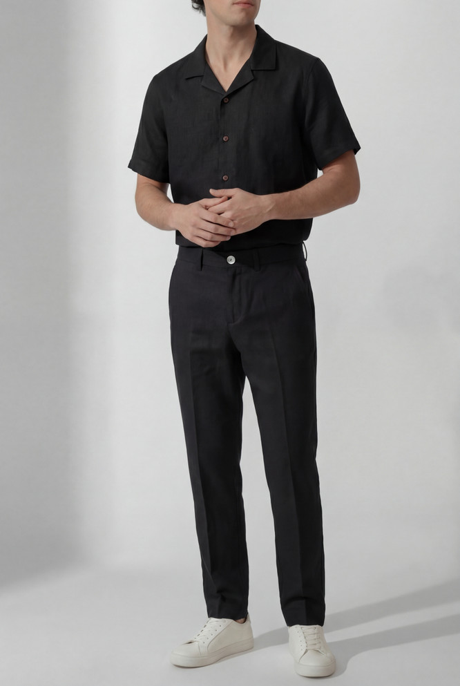 Black Linen Slacks by VKTRBLAK. made in USA