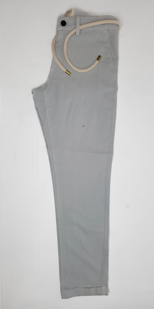 Herringbone cotton slacks in cloud grey made in LA