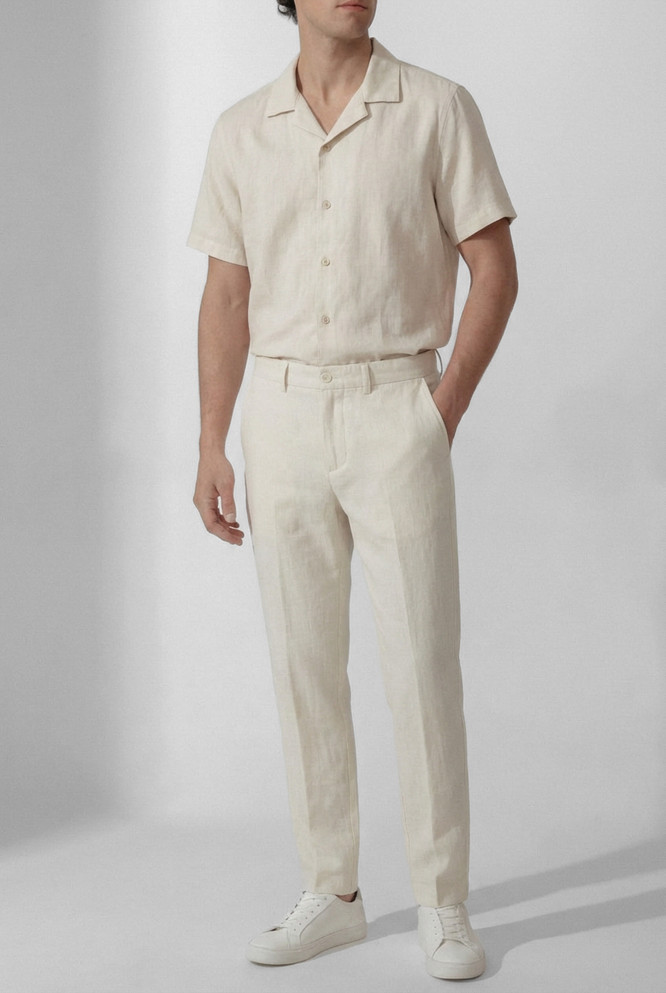 VKTRBLAK. Linen Slacks Ivory made in USA