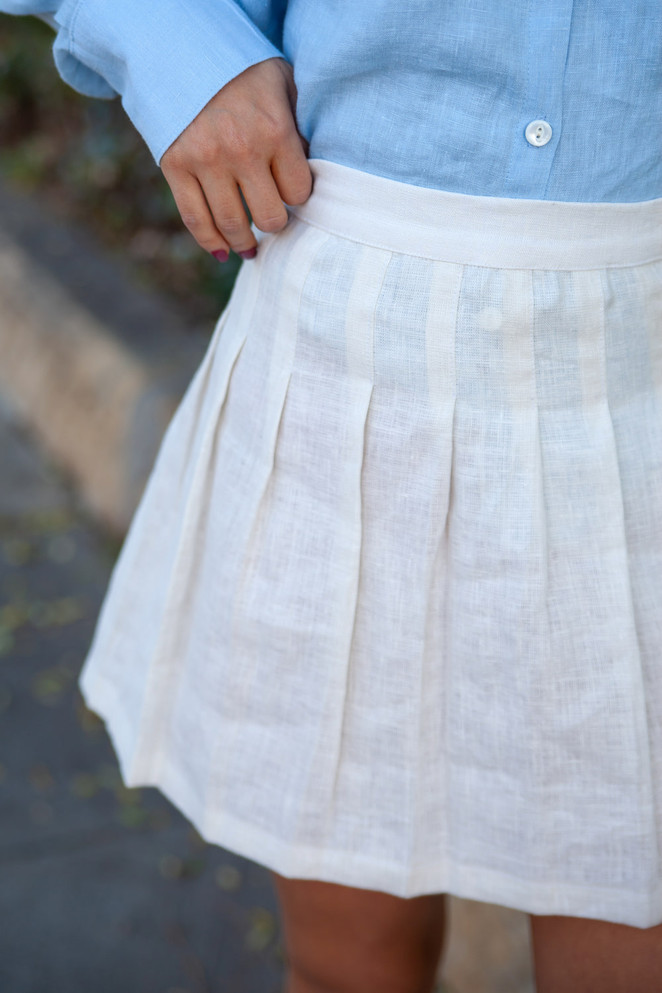 VKTRBLAK LA linen tennis skirt Ivory