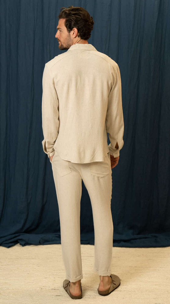 Textured linen Button up in natural vktrblak LA