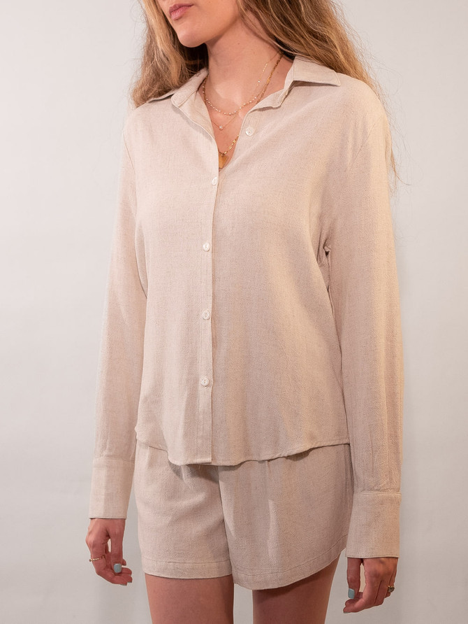 Arkhe the label womens drape linen button down natural