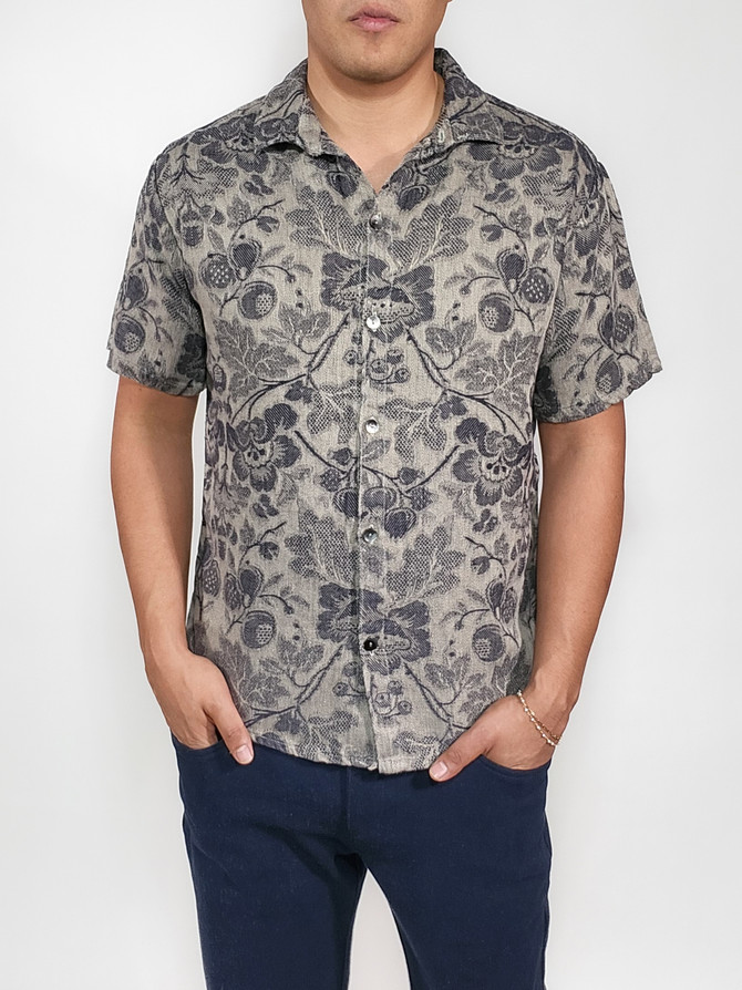 black floral jacquard linen shirt by vktrblak los angeles