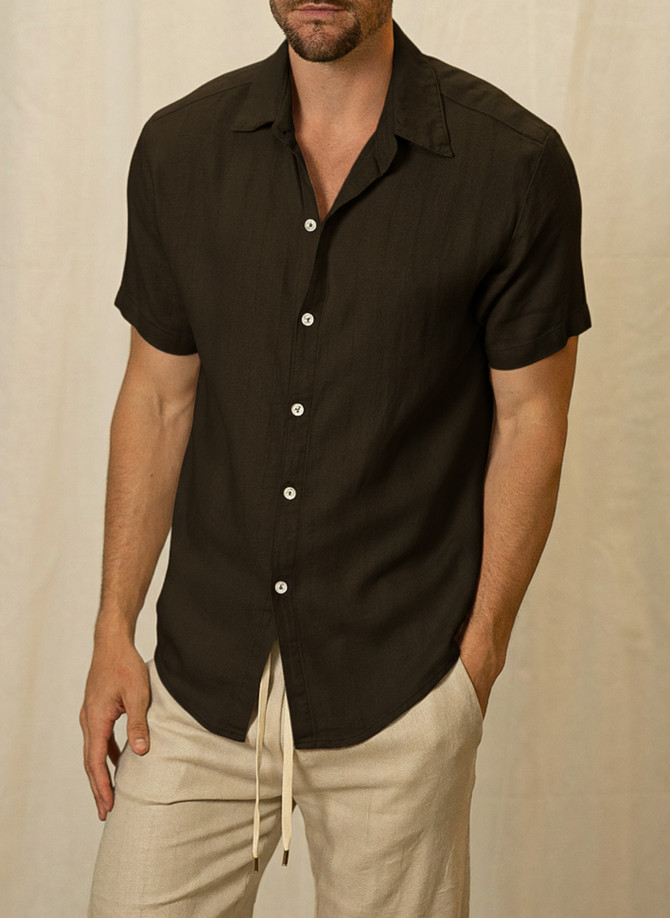 VKTRBLAK LA Linen Button Up Dark Brown VKTRBLAK LA Linen Button Up Dark Brown