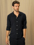 Textured linen long sleeve shirt in black VKTRBLAK. USA made