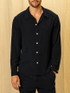 Textured linen long sleeve shirt in black VKTRBLAK. LA