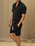 textured linen shirt in black vktrblak. LA