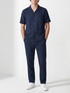 vktrblak Diego linen camp collared shirt in midnight navy