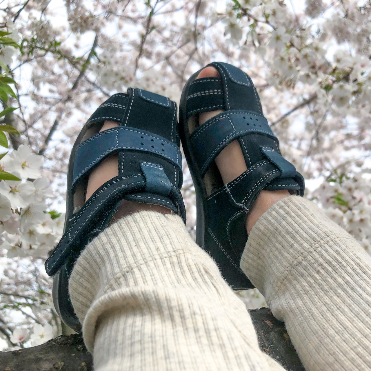 Monkstory Cork Cross-Strap Sandals - Brown and blue