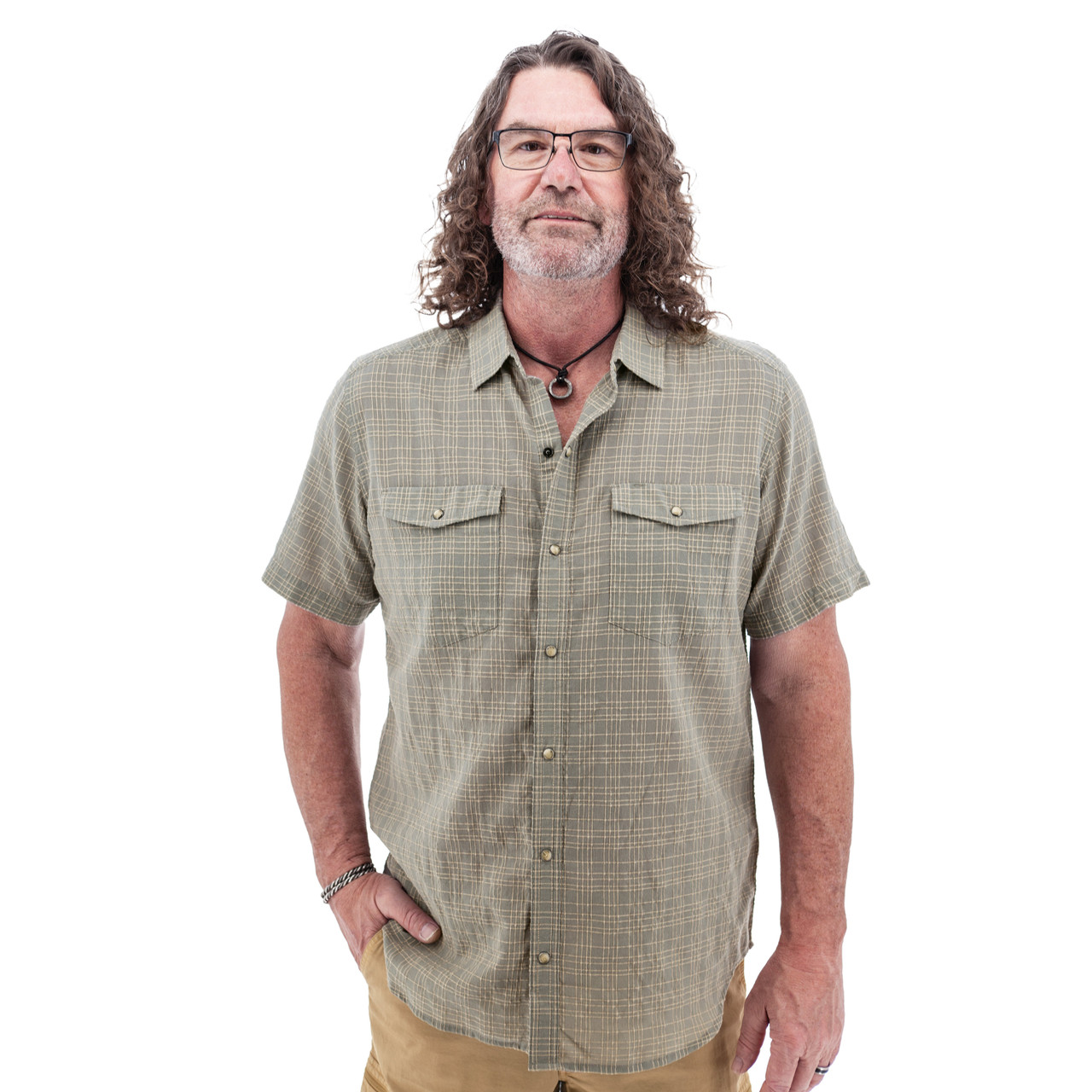 men's dress shirts with snaps instead of buttons Liam Organic Cotton Snap Button Shirt Grey XL