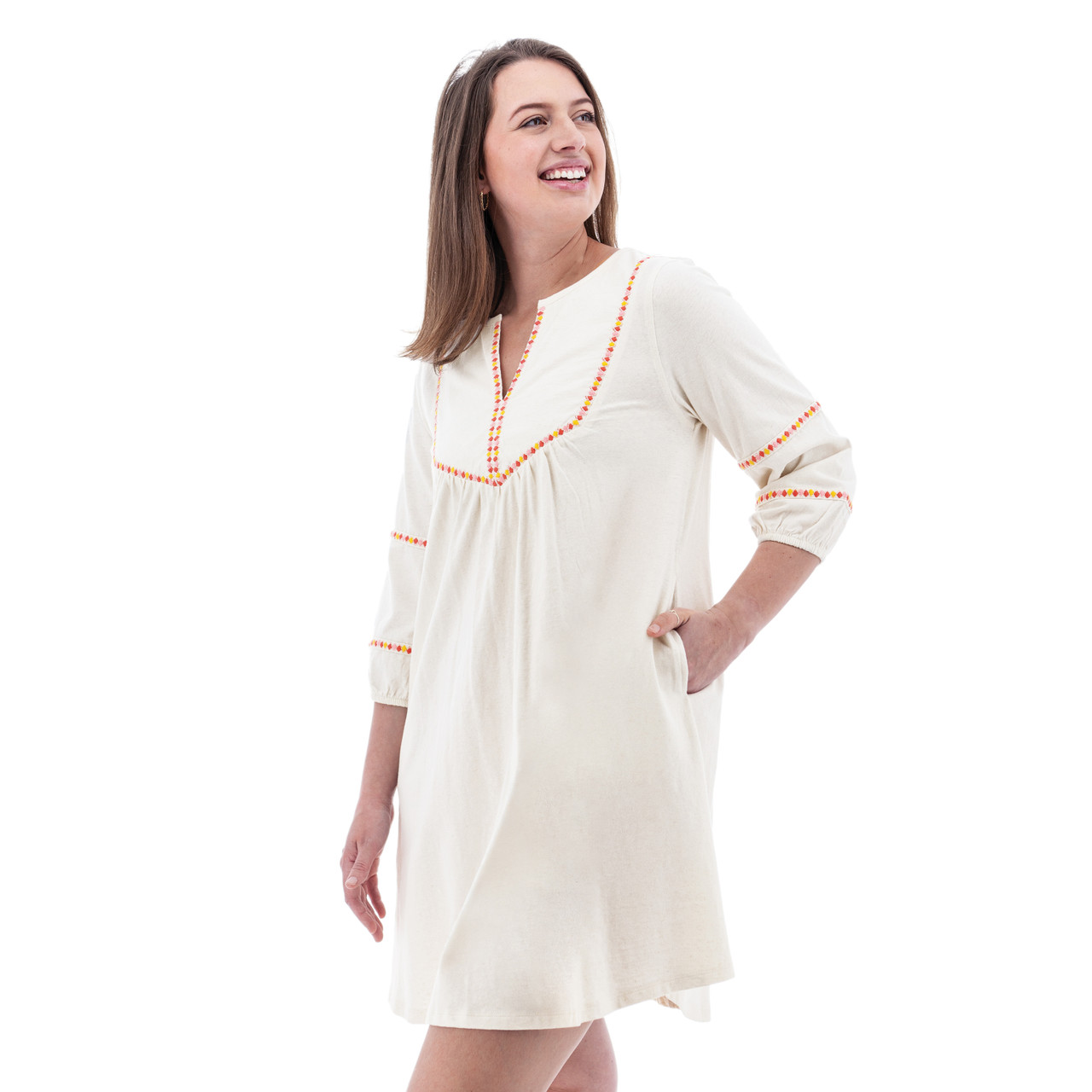 boho embroidered dress Chic Floral Wedding with Detachable Sleeves Aventura Clothing Women's Natalia Dress