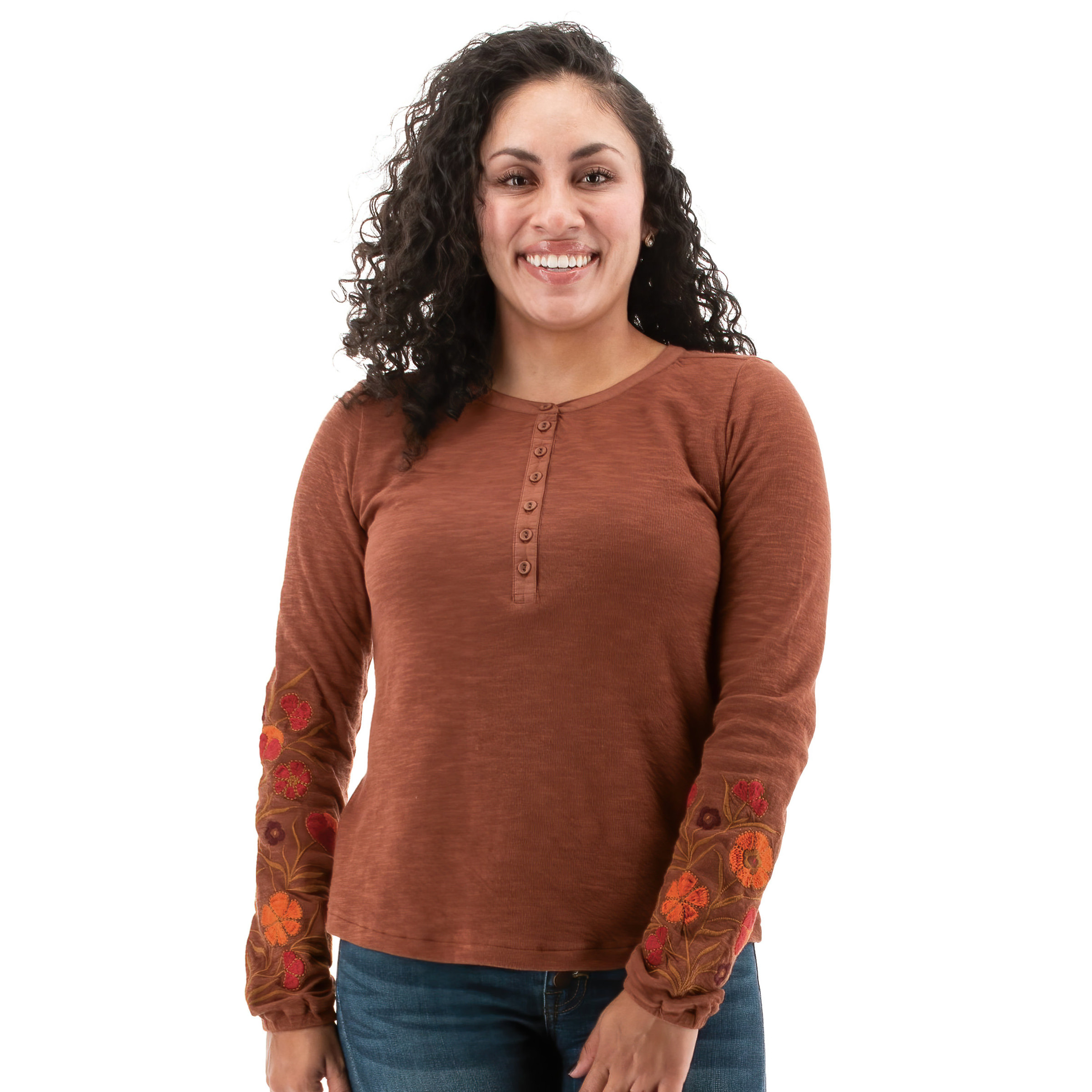 Women's Long Sleeve Juliana Embroidered Henley