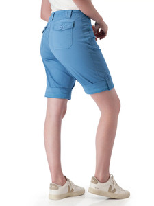 Back view of woman in Cendre Blue Aventura Arden Roll Up Organic Short.