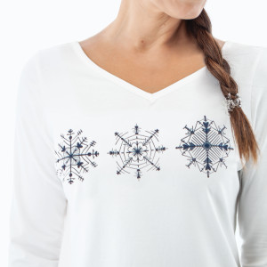 Snowflake Short Sleeve Pajama Top detail
