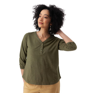 Este Organic Cotton V-Neck Henley studio alt1