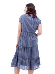 Colmar Striped Tiered Midi Dress studio back