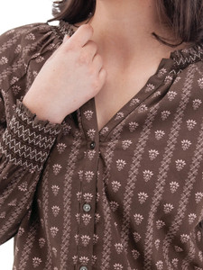 Fleur de Lis Smocked Cuff Top studio alt 2