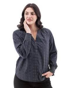 Fleur de Lis Smocked Cuff Top studio