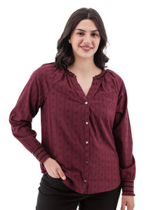Fleur de Lis Smocked Cuff Top studio