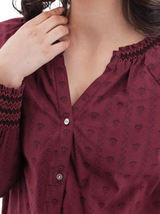 Fleur de Lis Smocked Cuff Top studio alt 2