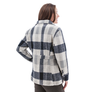 Back view of Woods Moto Fleece Jacket showing kick pleats and princess seams
