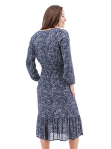 Autumn Floral Smocked Midi Dress studio back