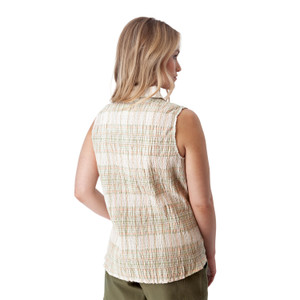 Linnet Organic Cotton Textured Tank Top Reseda Green back