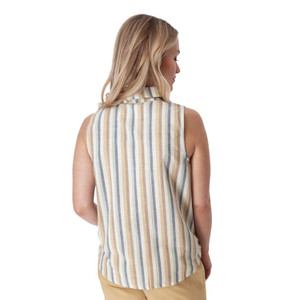 Aviva Full Button Striped Tank Top Ceramic Stripe back