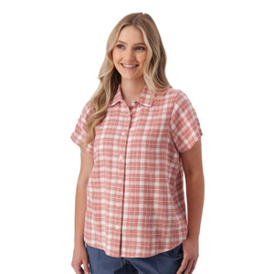 Jacey Spread Collar Top Rose Red Plaid alt 1