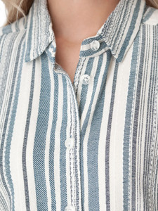 Jacey Spread Collar Top Blue Stripe detail