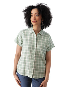 Jacey Spread Collar Top Jadeite Green Plaid alt 1