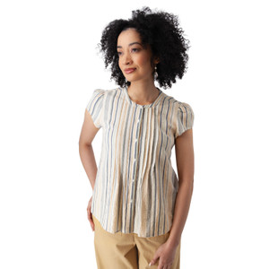 Pippin Pintuck Top Indigo Dobby Stripe alt 1