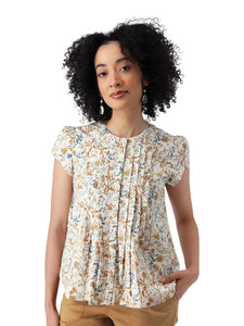 Pippin Pintuck Top Jadeite Green all over print