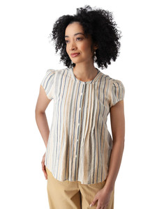 Pippin Pintuck Top Indigo Dobby Stripe alt 1