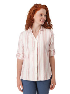 Plumas Y-Neck Shirt Rose alt 1