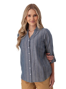 Plumas Y-Neck Shirt Ceramic Navy Blue alt 1