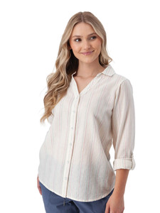 Plumas Y-Neck Shirt Ceramic Multi Color Stripe