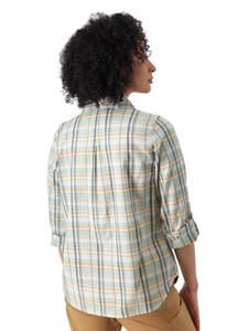 Plumas Y-Neck Shirt Ceramic Blue Plaid back