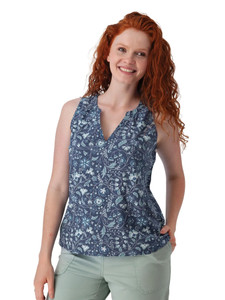Kassie Split Neck Printed Tank Top Indigo Blue alt 1