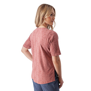 Daystar Elbow Sleeve Printed Top Dusty Rose Red back