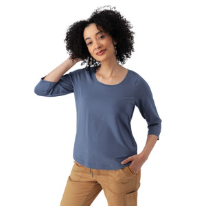 Magnolia Solid 3/4 Sleeve Top Vintage Indigo Blue alt 1